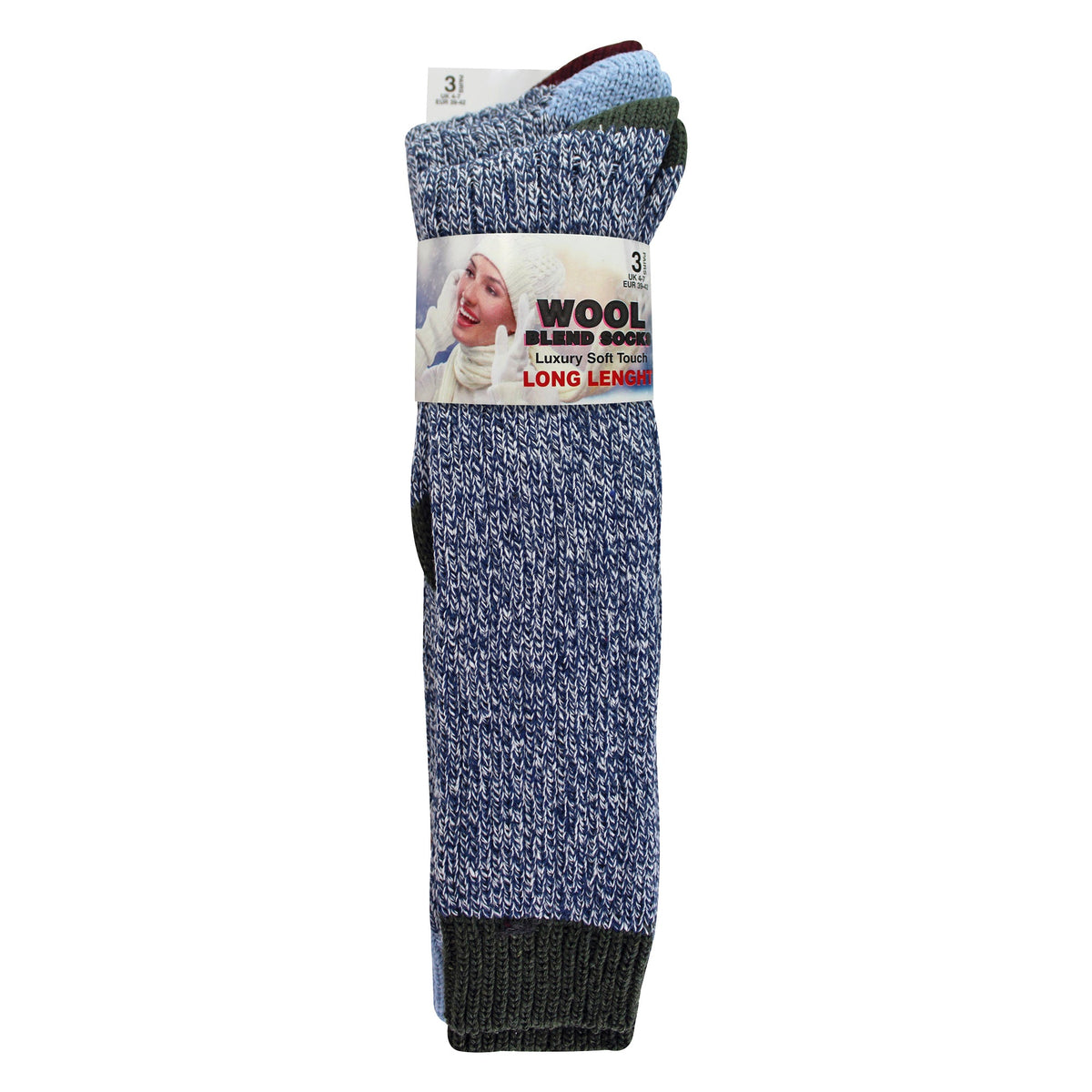 3 Pairs Extra Long Warm Wool Ladies Socks