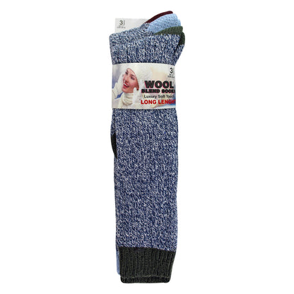 3 Pairs Extra Long Warm Wool Ladies Socks