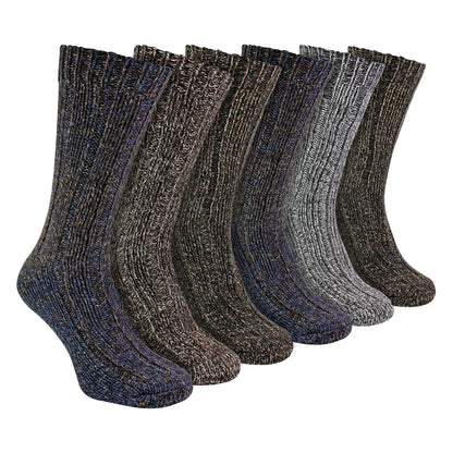Mens 6 Pack Ribbed Alpaca Boot Socks