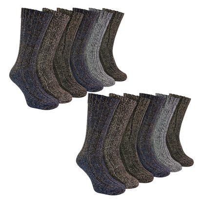 Mens 12 Pack Ribbed Alpaca Boot Socks