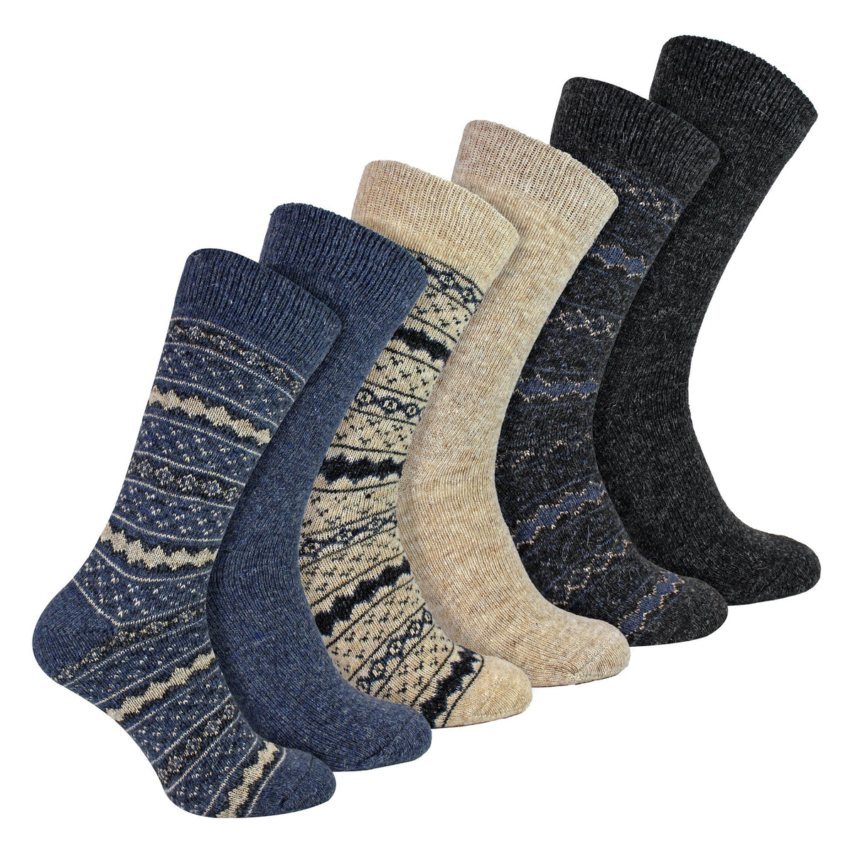 6 Pairs Mens Thick Alpaca Durable Boot Socks