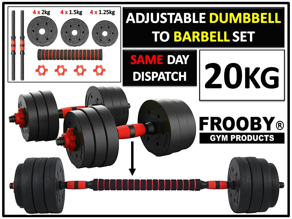 20/30kg Dumbbell Barbell Set Pair Hand Weights FROOBY