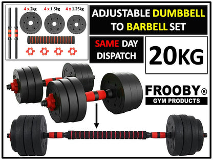 20/30kg Dumbbell Barbell Set Pair Hand Weights FROOBY