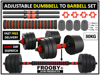 20/30kg Dumbbell Barbell Set Pair Hand Weights FROOBY