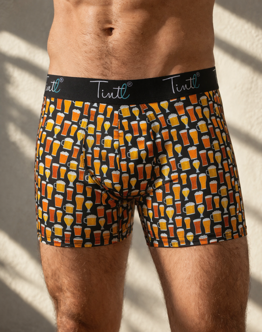 TINtl Men's Cotton Boxer Shorts Beer Print