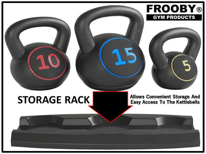 3pc Vinyl Kettlebell Rack 5-15Lbs set FROOBY