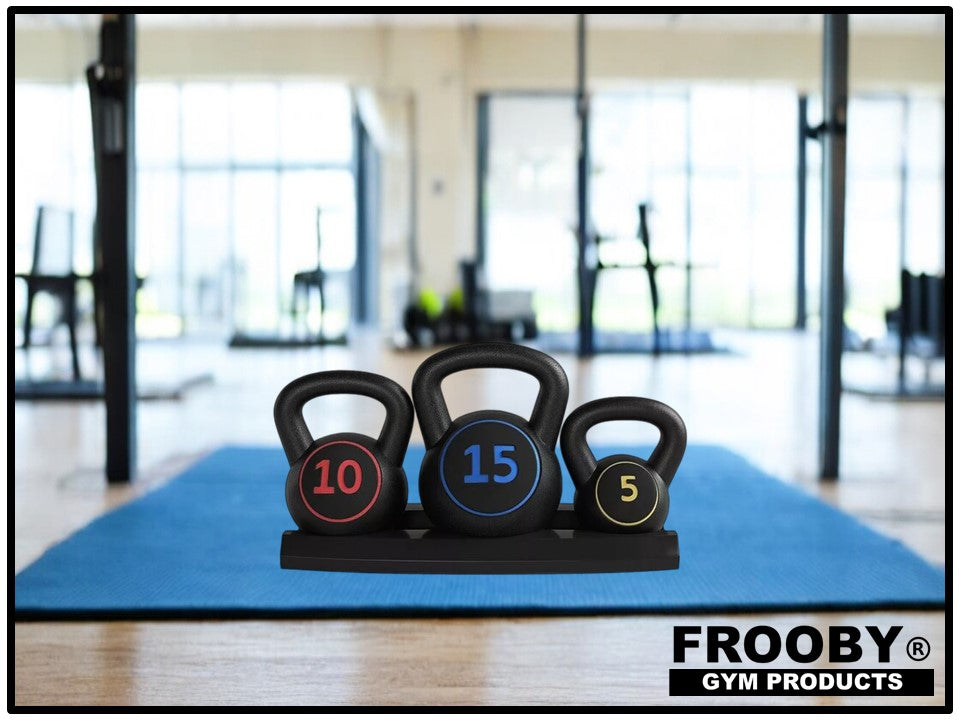 3pc Vinyl Kettlebell Rack 5-15Lbs set FROOBY
