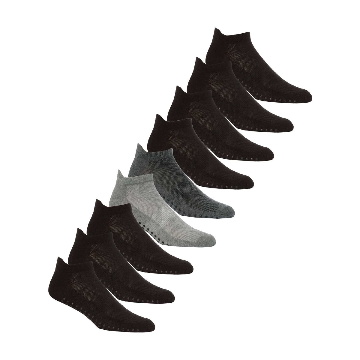 Mens Low Cut Trainer Gym Socks with Grips (Multipack Options)