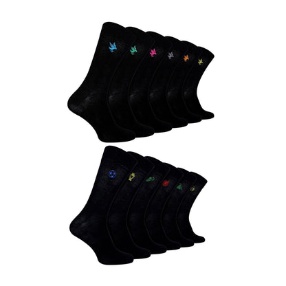 12 Pack Mens Value Breathable Bamboo Embriodered Dress Socks