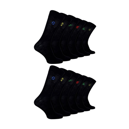 12 Pack Mens Value Breathable Bamboo Embriodered Dress Socks
