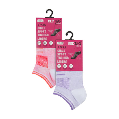 Girls Mesh Insert Low Cut Trainer Socks (Multipack Options)