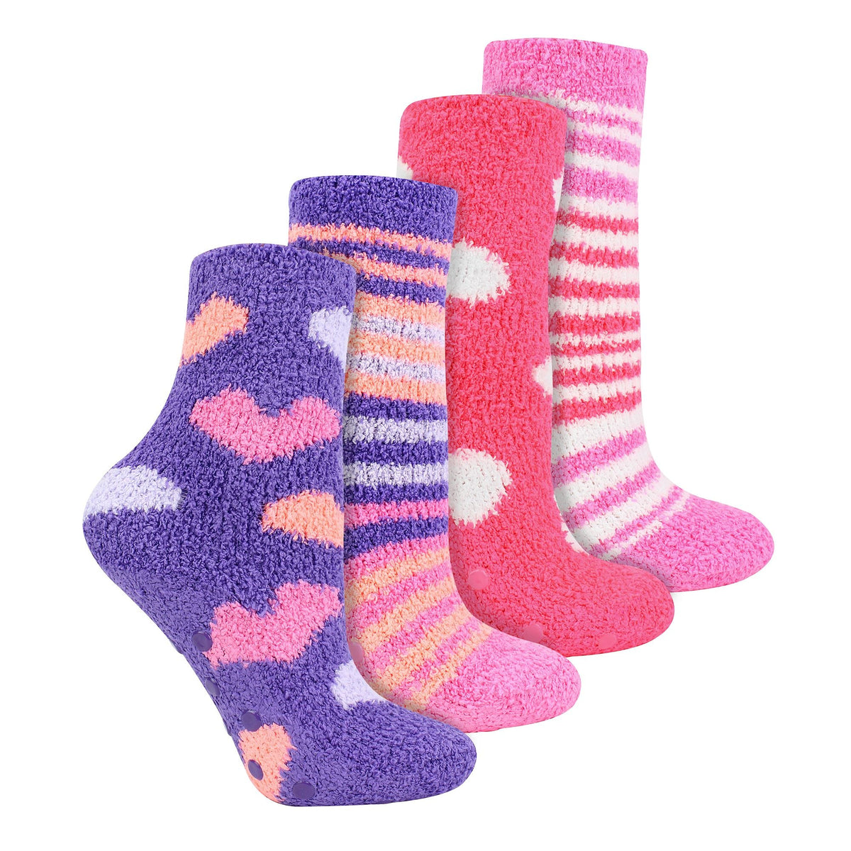 4 Pairs of Girls Cosy Soft Slipper Socks