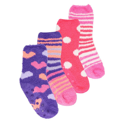 4 Pairs of Girls Cosy Soft Slipper Socks