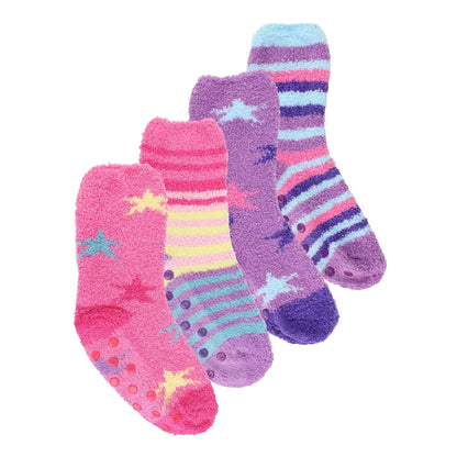 4 Pairs of Girls Cosy Soft Slipper Socks