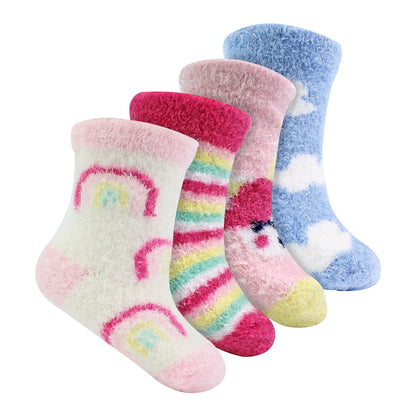 4 Pack Baby Girls Cosy Patterned Socks