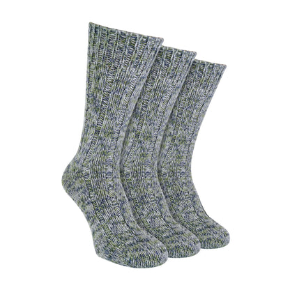 3 Pack Mens 100% Wool Socks with Reinforced Heel and Toe