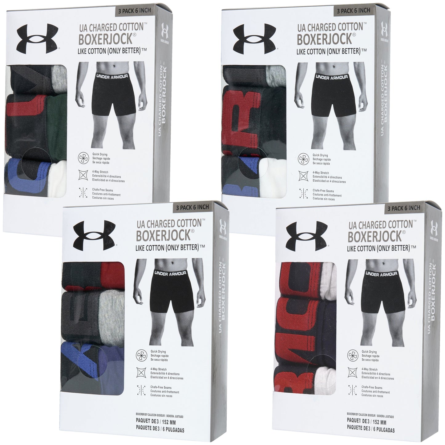 Under Armour 6" Charged Cotton 3 Pack Boxerjocks