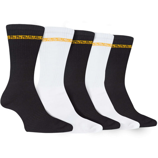 5 Pack Men's Greek Design Sparta Sport Socks Cotton Durable Blend for Sports Casual & Everyday Designer Wear by Sock Stack