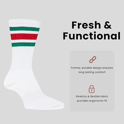 5 Pack Men's Stripes Sport Socks Cotton Durable Blend for Sports Casual & Everyday Designer Wear by Sock Stack
