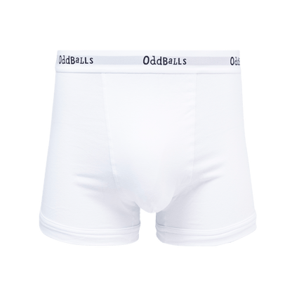 OddBalls Classic White - Mens Cotton Boxer Shorts