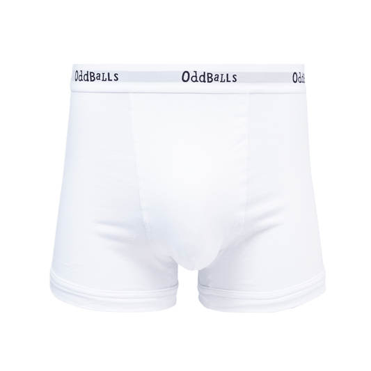 OddBalls Classic White - Mens Cotton Boxer Shorts