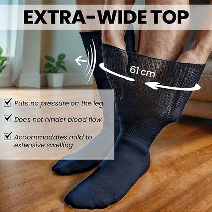 6 Pack Men's Extra Wide Non-Elastic Diabetic Socks Super Soft Breathable Moisture-Wicking Antibacterial Sustainable Cotton Black UK Sizes 6-11 by Sock Stack