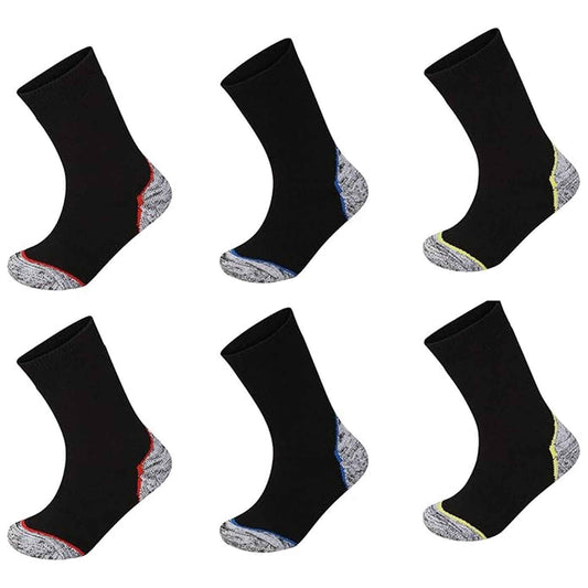 6 Pairs Anti Blister Men's Trekking Socks Reinforced Heel and Toe Cushioned Hiking Walking Work Boot Socks Sizes 6-11 Assorted Colors by Sock Stack