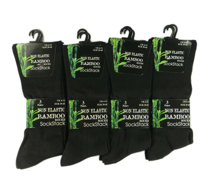 6 Pairs Men's Bamboo Socks Loose Top Soft Grip Anti Bacterial Moisture-Wicking Reinforced Heel and Toe Comfortable Durable UK 6-11 EUR 39-45 by Sock Stack