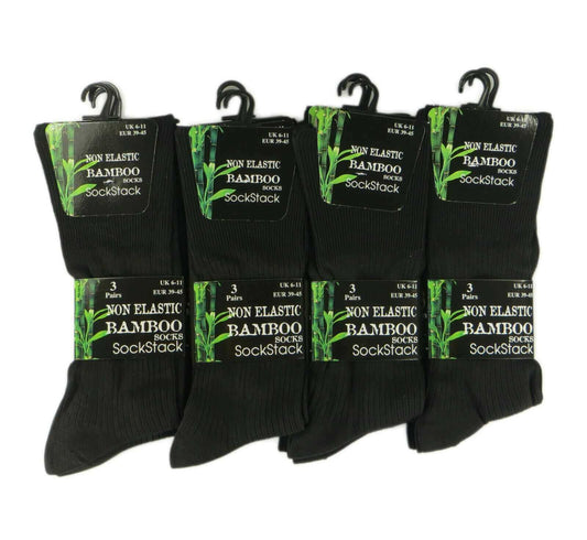 6 Pairs Men's Bamboo Socks Loose Top Soft Grip Anti Bacterial Moisture-Wicking Reinforced Heel and Toe Comfortable Durable UK 6-11 EUR 39-45 by Sock Stack