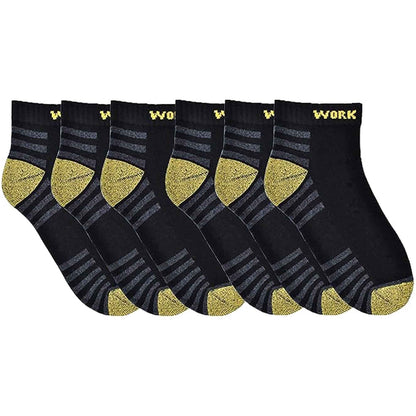 6 Pairs Mens Crew Work Boot Socks Reinforced Heel and Toe Durable Cotton Polyester Blend Breathable Moisture-Wicking Ideal for Construction Hiking by Sock Stack