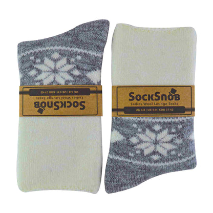 1 Pack Ladies Soft Warm Wool Bed Socks with Fairisle Design