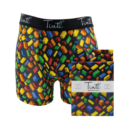 TINtl Men's Cotton Boxer Shorts Retro Bricks Print