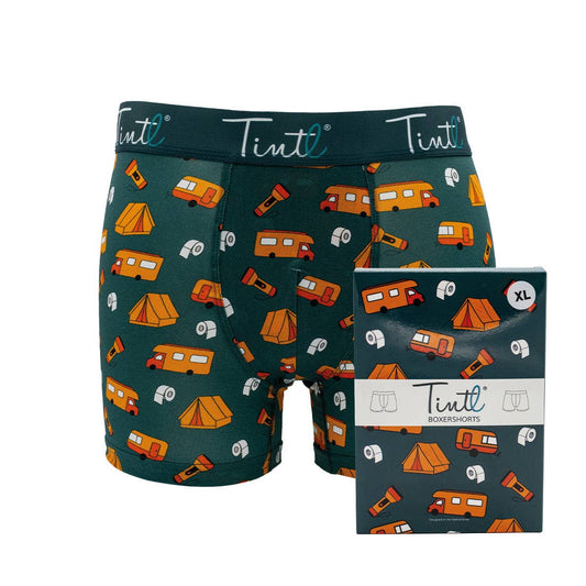 TINtl Men's Cotton Boxer Shorts Camping Life Dutch Print