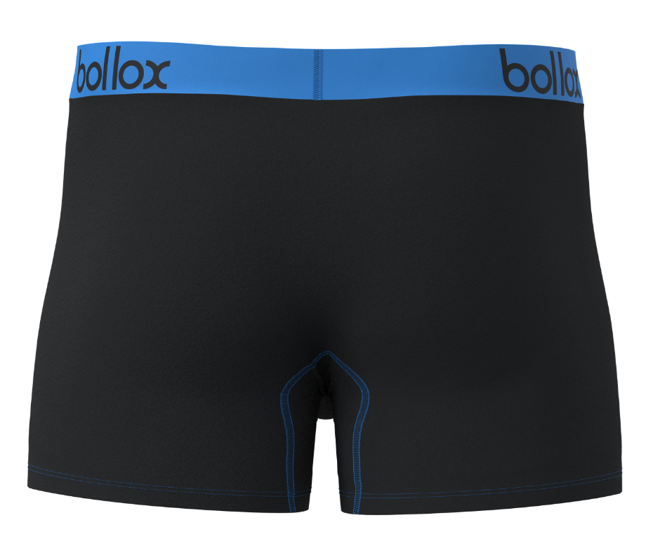 Bollox - Black with Light Blue - Men's Trunk - Bamboo & Cotton Blend