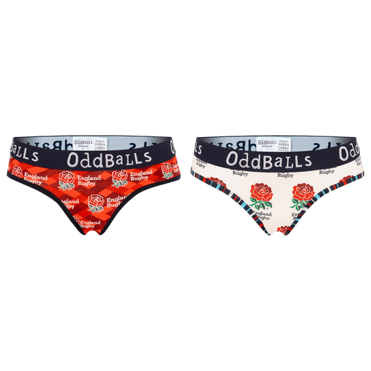 OddBalls England Rugby Union Bundle - Home & Alternate Bundle - Ladies Briefs 2 Pack Bundle