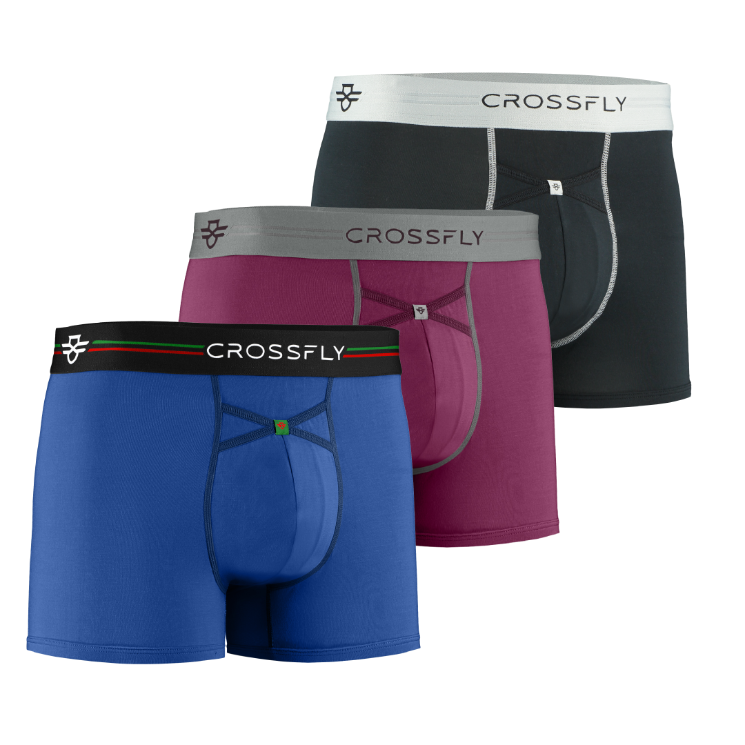 3-pack: IKON X Men's 3" Trunks - PlumGrey + Italia + Black