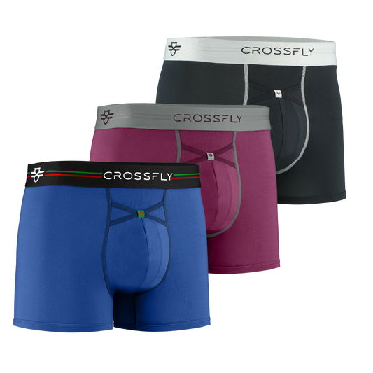 3-pack: IKON X Men's 3" Trunks - PlumGrey + Italia + Black