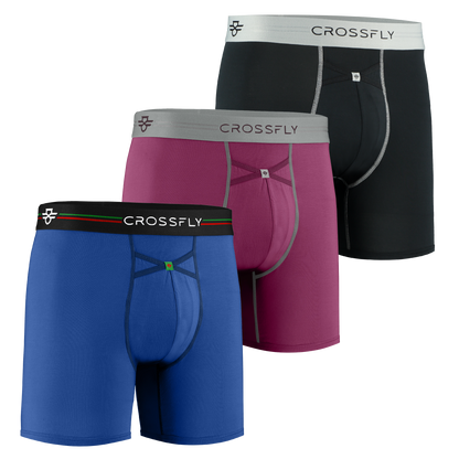 3-pack: IKON X Men's 6" Boxers - PlumGrey / Italia / BlkSilver