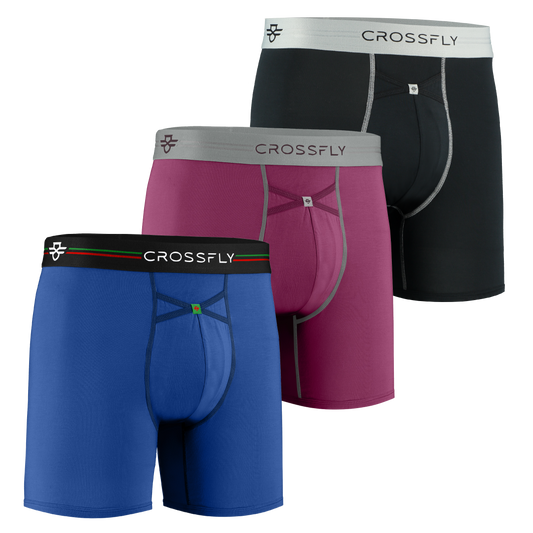 3-pack: IKON X Men's 6" Boxers - PlumGrey / Italia / BlkSilver