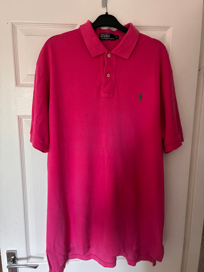 Men’s short sleeve pink Ralph Lauren polo. Size XL.