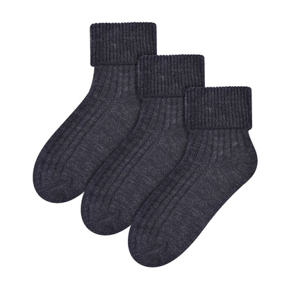 3 Pack Ladies Cosy Wool Bed Socks (2 Sizes)