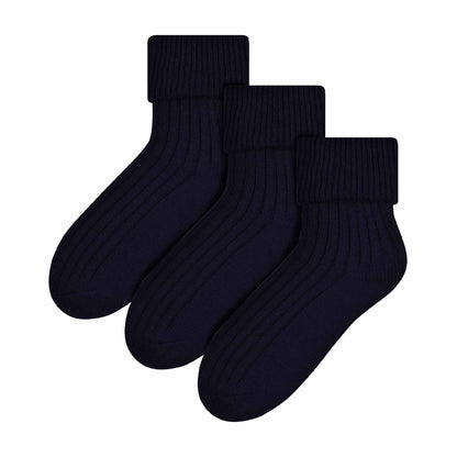 3 Pack Ladies Cosy Wool Bed Socks (2 Sizes)
