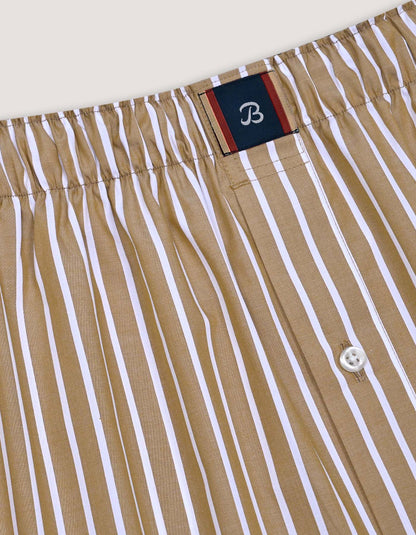 Light Brown Striped Woven Boxer