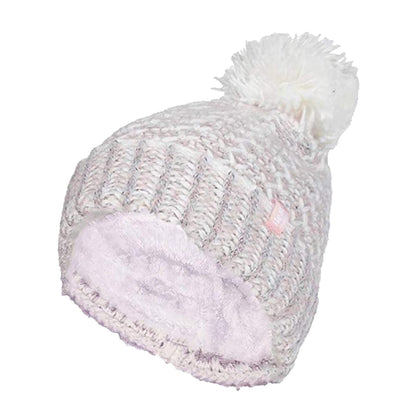 Ladies Fleece Lined Cuffed Thermal Winter Bobble Hat with Pom Pom