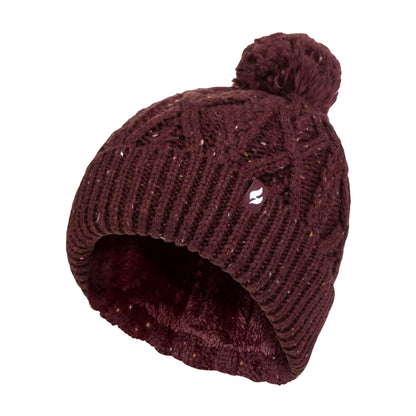 Cozy Pom Pom Bobble Hat for Women | Cable Knit Beanie with Fleece Lining