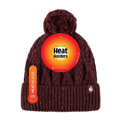 Cozy Pom Pom Bobble Hat for Women | Cable Knit Beanie with Fleece Lining