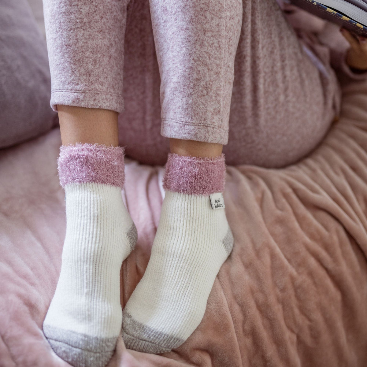 Ladies Ribbed Cuff Thermal Bed Socks for Lounging Around