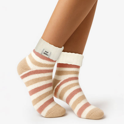 Ladies Thermal Sleep Bed Socks with Rib Turn Over Cuff
