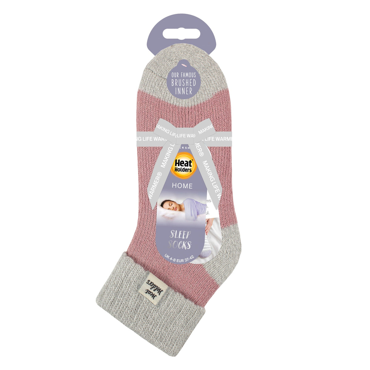 Ladies Thermal Sleep Bed Socks with Rib Turn Over Cuff