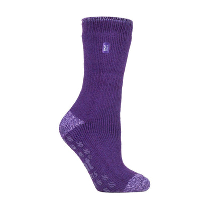 Ladies Striped Non Skid Thermal Slipper Socks with Grips